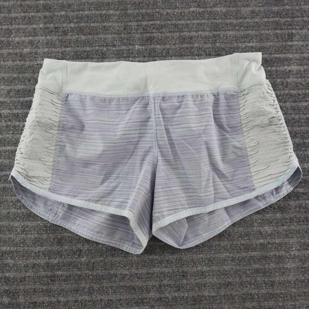 Lululemon Running Shorts Womens 10 Purple Ruched Side Space Dye Athletic